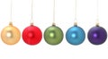 Five christmas balls Royalty Free Stock Photo