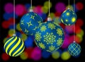 Five Christmas balls with different patterns Royalty Free Stock Photo