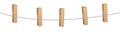 Five Clothes Pins Wooden Pegs Clothes Line Rope