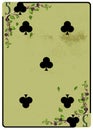 Five of Clubs playing card. Unique hand drawn pocker card. One of 52 cards in french card deck, English or Anglo-American pattern