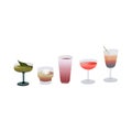 five cocktail glasses on white Royalty Free Stock Photo