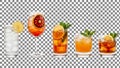 Five Cocktails with Citrus and Mint Garnishes Royalty Free Stock Photo