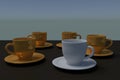 Five coffee cups
