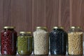 Five color bean in a glass jar