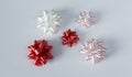 Five colored bows on gift on white background Royalty Free Stock Photo