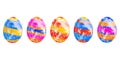 Five colored easter eggs