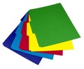 Five colored folders fanned out