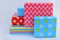 Five colored gifts on white background Royalty Free Stock Photo