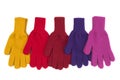 Five colored gloves