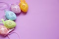 Five colored lace Easter eggs in natural light Royalty Free Stock Photo