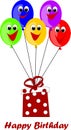 Ballons with a present for birthday Royalty Free Stock Photo