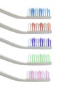 Five Colorful Toothbrushes Isolated On White Royalty Free Stock Photo