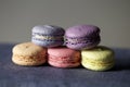 Five colourful macarons