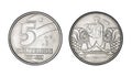 Five cruzeiros coin, year 1991 - Old Coins From Brazil
