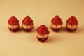 Five cute Christmas Santas arranged in a line Royalty Free Stock Photo