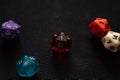 Five D20 Dice with a Critical Failure Roll Royalty Free Stock Photo