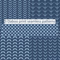 Five dabu print seamless patterns Royalty Free Stock Photo