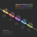 Five dark semitransparent circles diagonal timeline process infographic