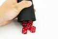 Five dices with a hand Royalty Free Stock Photo