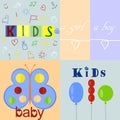 Five different baby logos and backgrounds