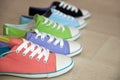 Five different color shoes Royalty Free Stock Photo
