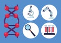 five dna laboratory icons Royalty Free Stock Photo