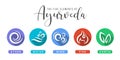 The Five elements of Ayurveda with ether water wind fire and earth circle icon sign vector design Royalty Free Stock Photo