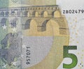 Five Euro banknote closeup Royalty Free Stock Photo