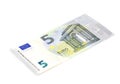 Five euro banknote on white background Royalty Free Stock Photo