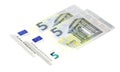 Five euro banknote on white background. Royalty Free Stock Photo