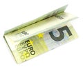 Five euro banknote on white background Royalty Free Stock Photo