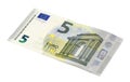 Five euro banknote on white background Royalty Free Stock Photo