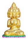 Five face golden Buddha Sitting on a lotus flower on white background Royalty Free Stock Photo