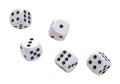 five falling game dice isolated on white background Royalty Free Stock Photo