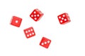 Five falling red dices Royalty Free Stock Photo