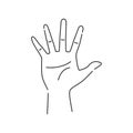 Five fingers gesture line black icon. Make fingers up gesture sketch element. Pictogram for web page, mobile app, promo. Editable