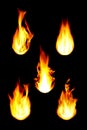 five fire balls isolated on black Royalty Free Stock Photo