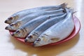 Five fish of the herring plate Royalty Free Stock Photo