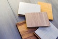 Five Floor Samples Atop Bamboo Planks Royalty Free Stock Photo