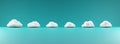 Five Fluffy White Clouds on Teal Background Growth Progress Cloud Computing Concept Royalty Free Stock Photo