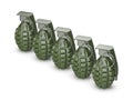 Five fragmentation hand grenades