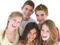 Five friends together smiling Royalty Free Stock Photo