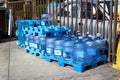 Five-gallon bottles of water on street Royalty Free Stock Photo