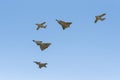 Five generations of SAAB military aircrafts in formation