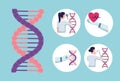 five genetic testing icons Royalty Free Stock Photo