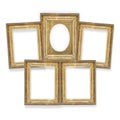 Five gilded frames isolated Royalty Free Stock Photo