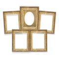 Five gilded frames isolated