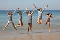 Five girls jumping Royalty Free Stock Photo