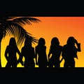 Five girls silhouette