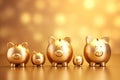 Five Gold Piggybank in Different Size